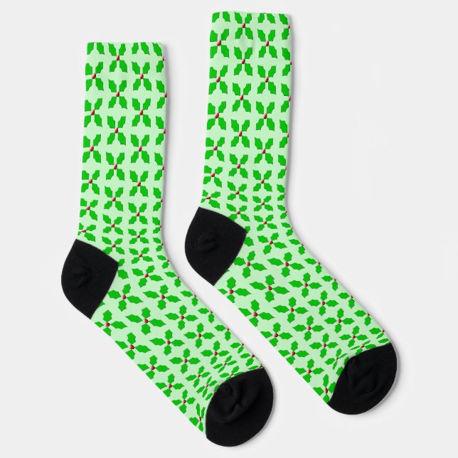 Merry Christmas Holly Patterned Socks (Right)
