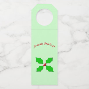 Merry Christmas Holly Personalised Bottle Tag