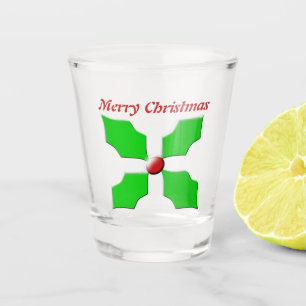Merry Christmas Holly Personalised Shot Glass