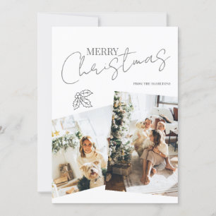 Merry Christmas Holly Photo Card