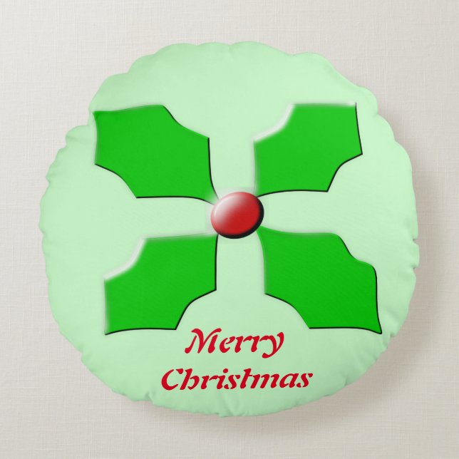 Merry Christmas Holly Pillow (Front)