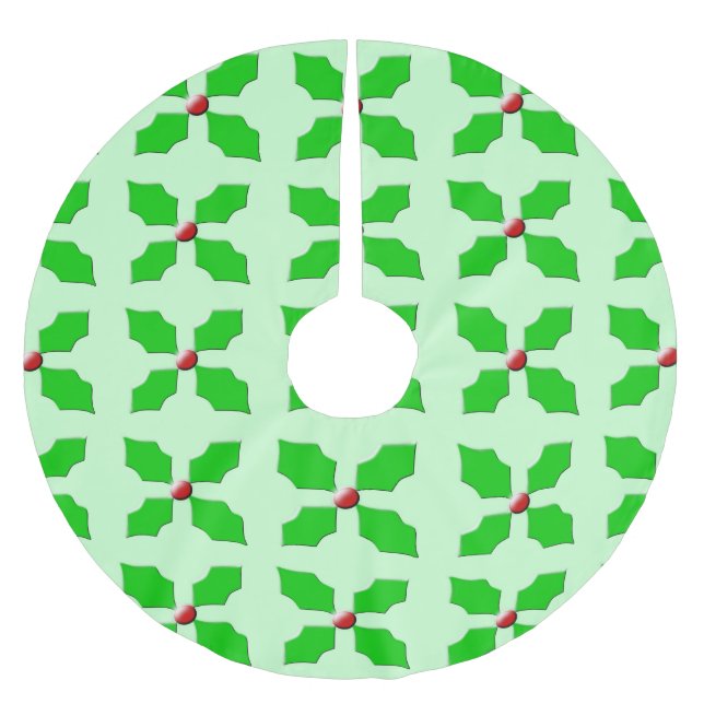 Merry Christmas Holly Tree Skirt (Front)