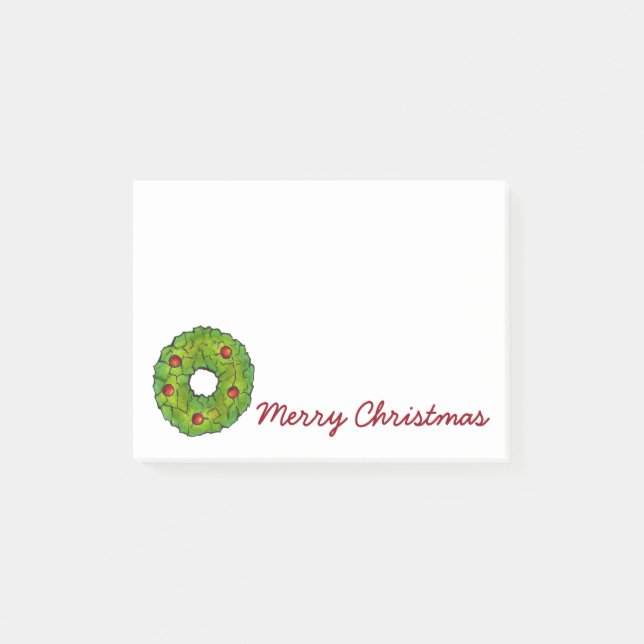 Merry Christmas Holly Wreath Cookie Xmas Post-Its Post-it Notes (Front)