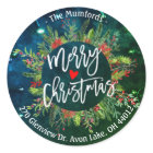 Merry Christmas Holly Wreath Return Address Labels