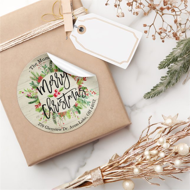 Merry Christmas Holly Wreath Return Address Labels (Creator Uploaded)