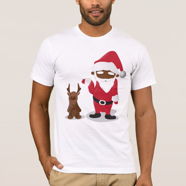 Merry Christmas Homeboys: Black Santa & Blingin' T-Shirt (Front)