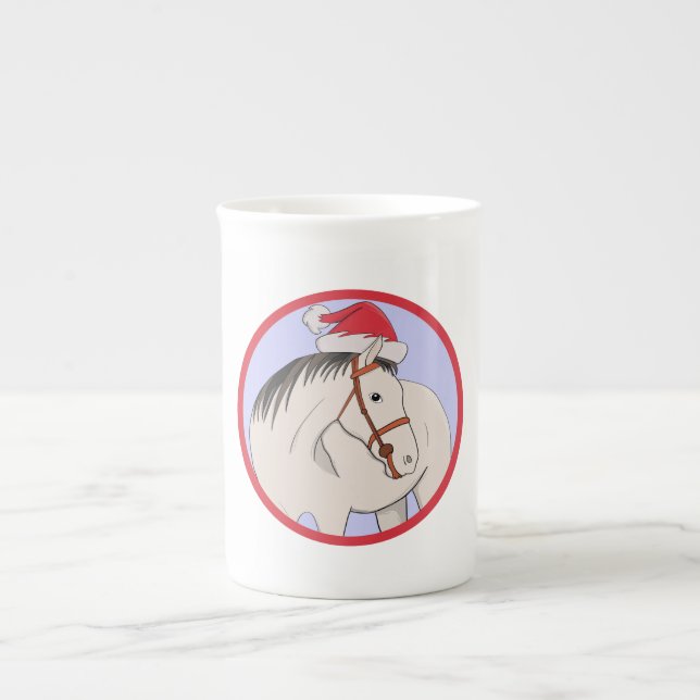 Merry Christmas Horse Bone China Mug (Front)