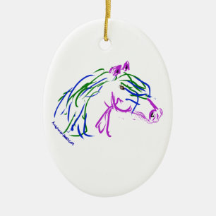 Merry Christmas horse head tree ornament