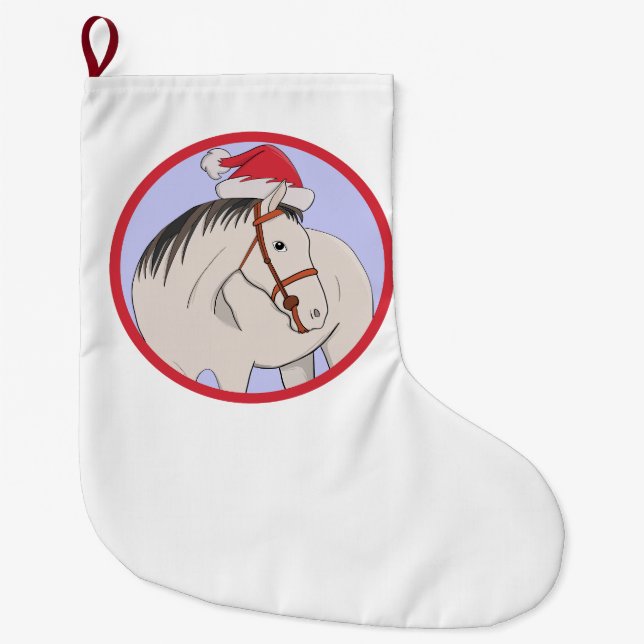 Merry Christmas Horse Large Christmas Stocking (Front)