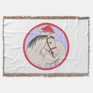 Merry Christmas Horse Throw Blanket