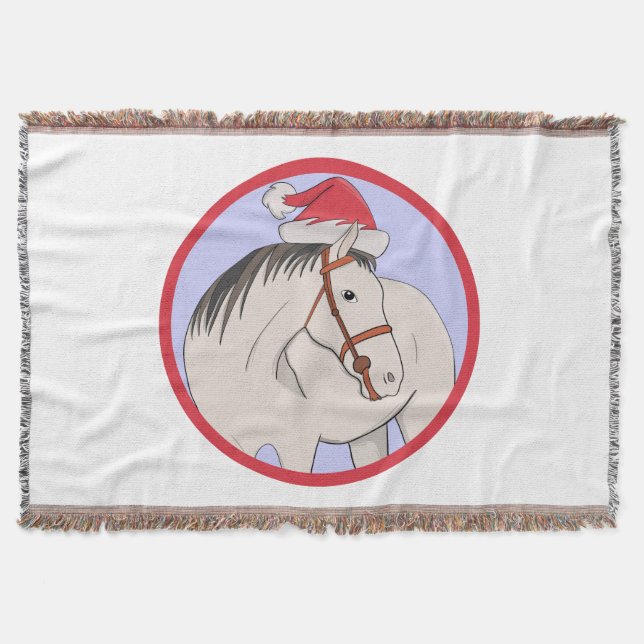 Merry Christmas Horse Throw Blanket (Front)
