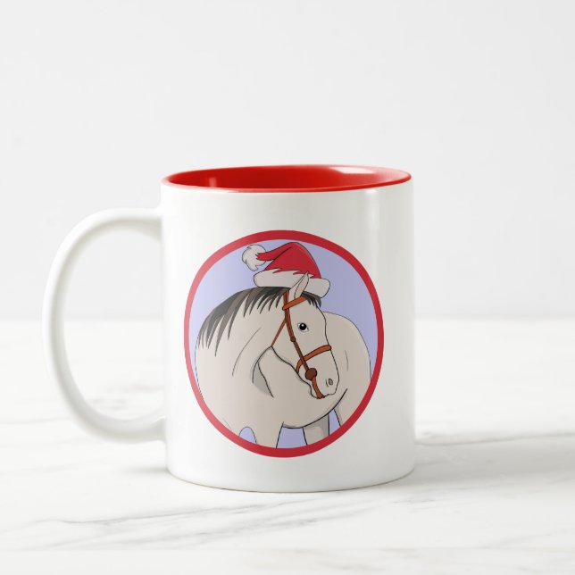 Merry Christmas Horse Two-Tone Coffee Mug (Left)