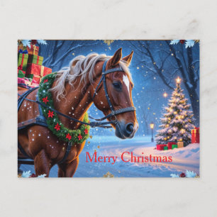Merry Christmas Horse with Holiday Presents  Postcard
