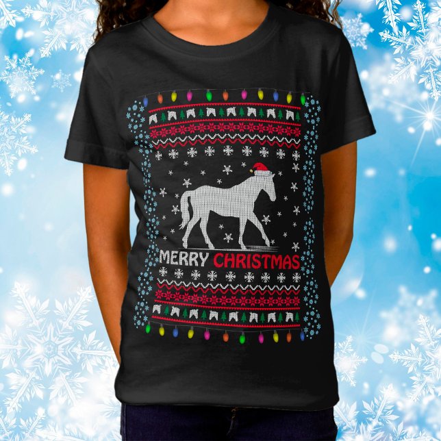 Merry Christmas Horse with Santa Hat T-Shirt (Creator Uploaded)