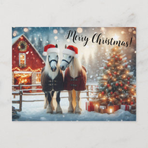 Merry Christmas Horses Postcard