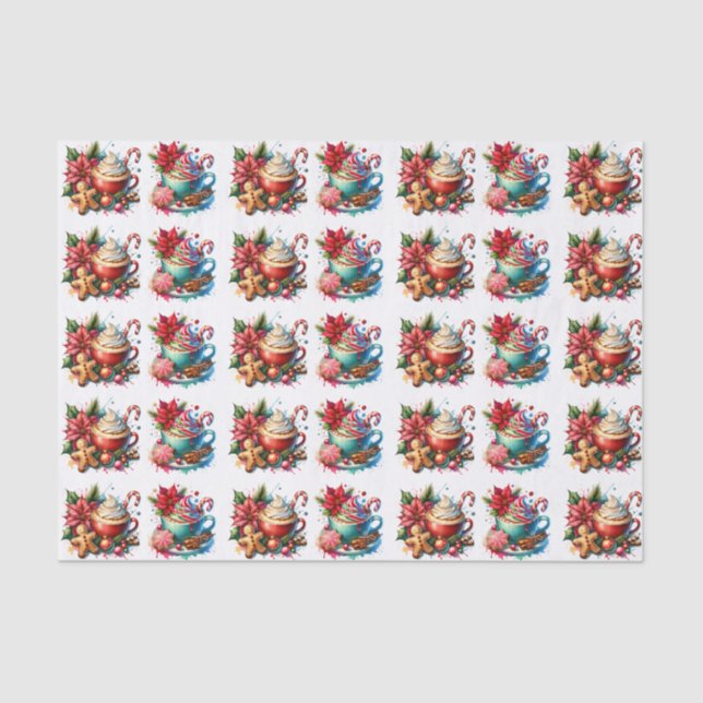 Merry Christmas Hot Cocoa and Cookies Tissue Paper (Front)