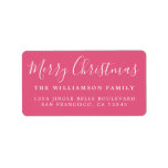 Merry Christmas Hot Pink Return Address Label<br><div class="desc">Festive Merry Christmas return address labels with the text 'Merry Christmas' in white handwritten chic script calligraphy on a hot pink background. Simply add your name and address. Perfect for your holiday cards and invitations! Exclusively designed for you by Happy Dolphin Studio. If you need any help or matching products,...</div>