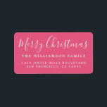Merry Christmas Hot Pink Return Address Label<br><div class="desc">Festive Merry Christmas return address labels with the text 'Merry Christmas' in white handwritten chic script calligraphy on a hot pink background. Simply add your name and address. Perfect for your holiday cards and invitations! Exclusively designed for you by Happy Dolphin Studio. If you need any help or matching products,...</div>