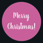 Merry Christmas Hot Pink Typography Classic Round Sticker<br><div class="desc">This is a simple Christmas design in magenta / hot pink, with stylish white typography.. This design has the festive message “Merry Christmas!”, perfect for envelope seals, cards, people, or for the finishing touch for your gifts. If you wish to change the message you can do this by using the...</div>