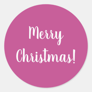 Merry Christmas Hot Pink Typography Classic Round Sticker
