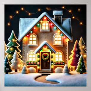 Merry Christmas - House image at Christmas time Poster