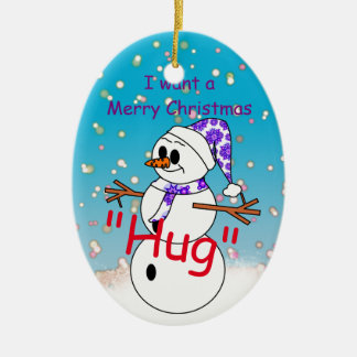 Merry Christmas Hug Ceramic Tree Decoration