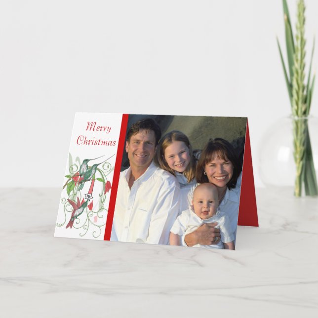 Merry Christmas  Humingbird Your Family Photo Holiday Card (Front)