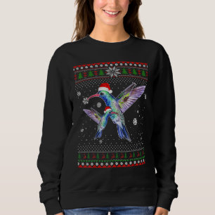 Merry Christmas Hummingbird Hat Santa In Snow Ugly Sweatshirt