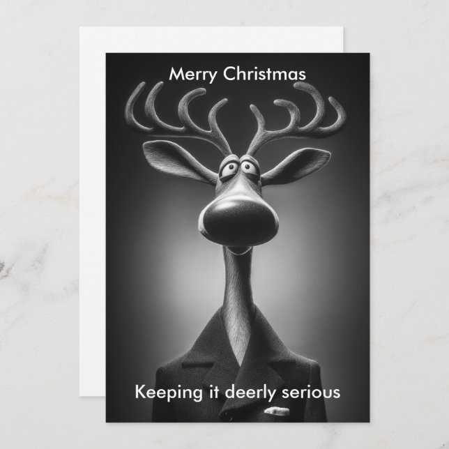 Merry Christmas Humor Reindeer Holidays greeting  Holiday Card (Front/Back)