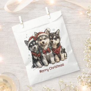 Merry Christmas Husky Dogs Favour Bags