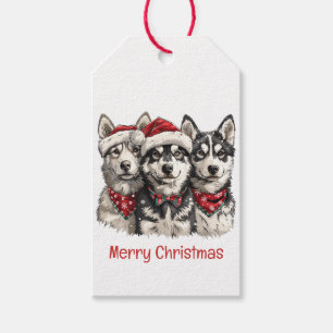 Merry Christmas Husky Dogs Gift Tags