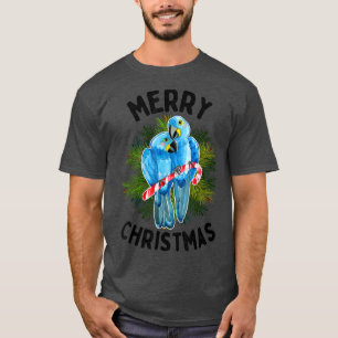 Merry Christmas Hyacinth Macaw Parrot Couple Candy T-Shirt
