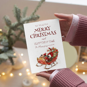 Merry Christmas I Happy New Year Santa Holiday Card