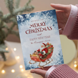 Merry Christmas I Happy New Year Santa Winter Holiday Card