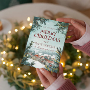 Merry Christmas I Happy New Year Winter  Holiday Card