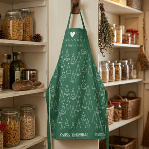 Merry Christmas I Love You Grandma Green Tree Apron