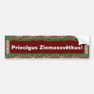 Merry Christmas I Priecīgus Ziemassvētkus Bumper Sticker