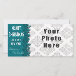 Merry Christmas Ice Blue Snowflake Holiday Card