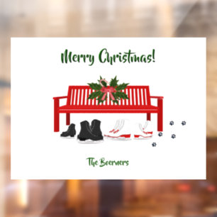 Merry Christmas Ice Skates Family Window Door Wind