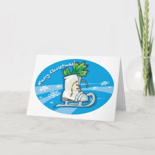Merry Christmas Ice Skates Holiday Card