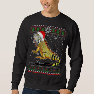 Merry Christmas Iguana Hat Santa In Snow Ugly Swea Sweatshirt