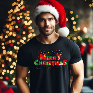 Merry Christmas: Illuminated Joy in Typography  T-Shirt