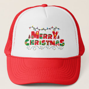 Merry Christmas: Illuminated Joy in Typography Trucker Hat