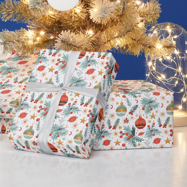Merry Christmas Illustration Pattern Wrapping Paper (Holidays)