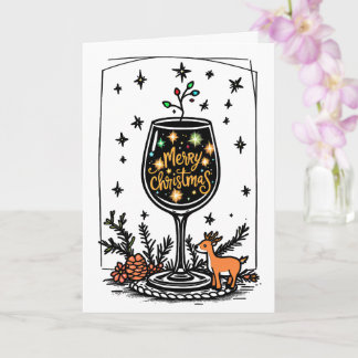 Merry Christmas in a Wine Glass Card
