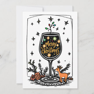 Merry Christmas in a Wine Glass Card