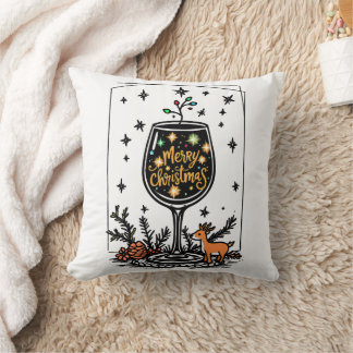 Merry Christmas in a Wine Glass Cushion