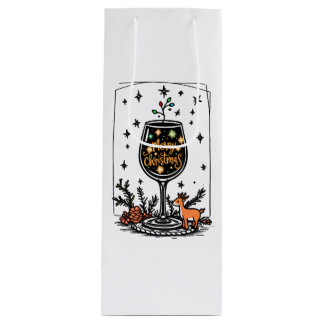 Merry Christmas in a Wine Glass Gift Bag