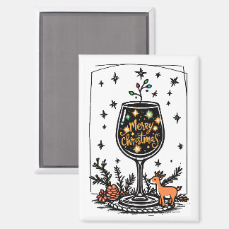 Merry Christmas in a Wine Glass Magnet