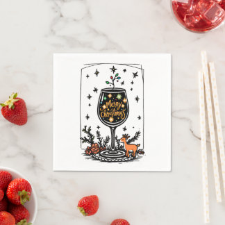 Merry Christmas in a Wine Glass  Napkin